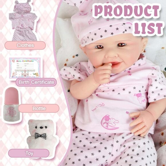 19.49in Full Silicone Non Vinyl ivory Smiling Baby Dolls BOY Reborn Baby Doll - Picture 4 of 7